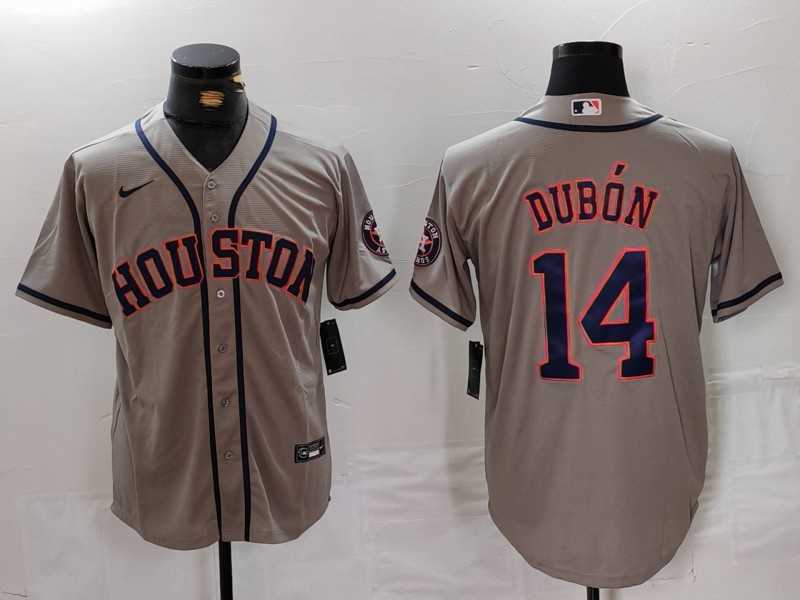 Men%27s Houston Astros #14 Mauricio Dubon Grey With Patch Cool Base Stitched Baseball Jersey->houston astros->MLB Jersey